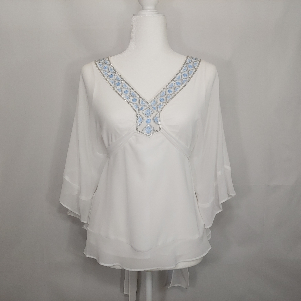 WHBM White House Black Market white blouse top XSP